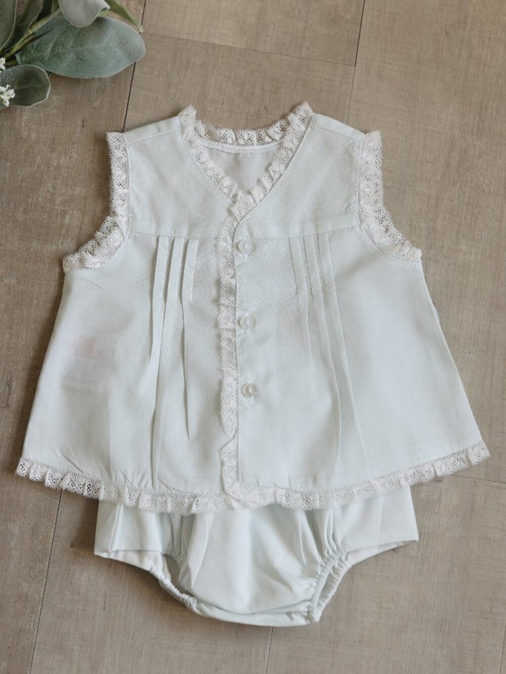 Girl's Blue Heirloom Diaper Set 100% Cotton Vintage Lace Pintucks NWT Portrait